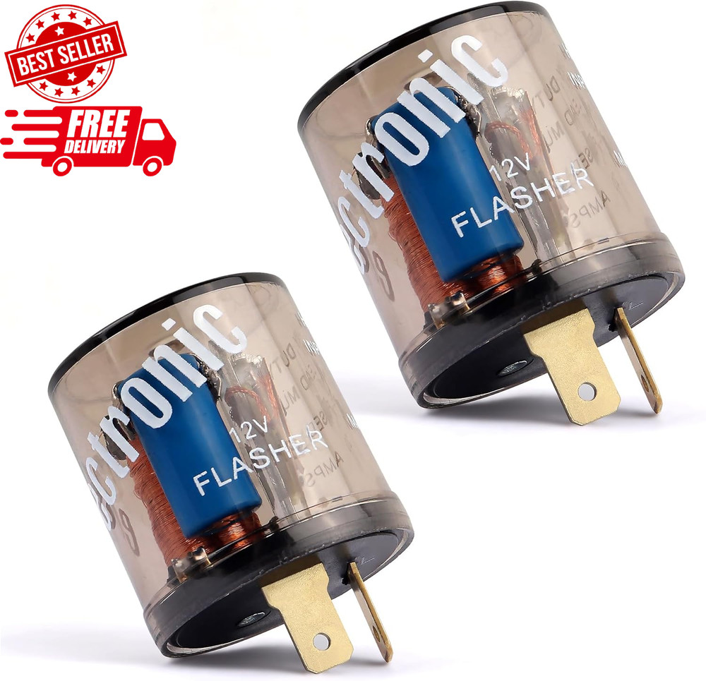 2PCS 12V Flasher Relay,Heavy Duty 2-Pin Turn Signal Relay Only for Repairing Hal