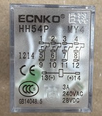 HH54P 240V 4PDT 28VDC 3A w/Green Led Indicator Relay