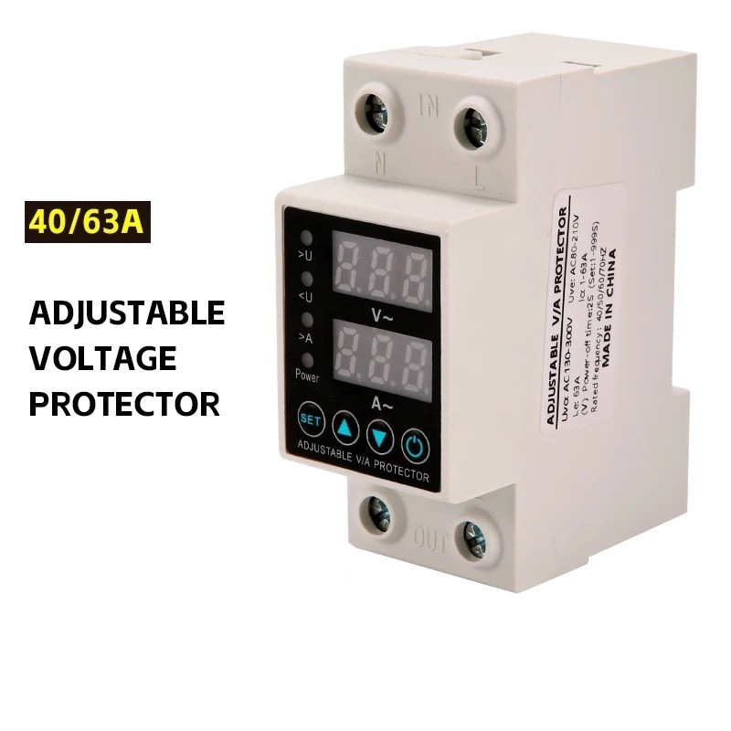 Digital Din Rail Relay A-Dual Display 40/63A 230V Adjustable Over Under Voltage