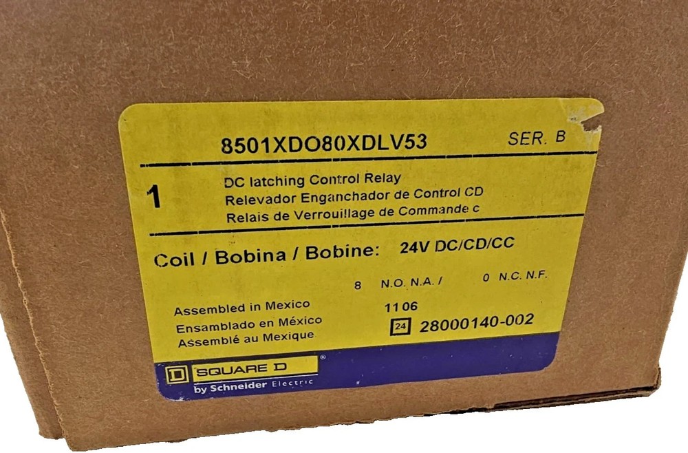 Square D 8501XDO80XDLV53 SERIES B DC LATCHING CONTROL RELAY 115/125VDC COIL -NEW