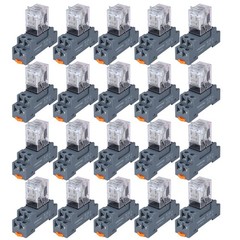 20PCS 8-Pin Electromagnetic Power Relay 10A 12V DC with Socket & LED Indicator,
