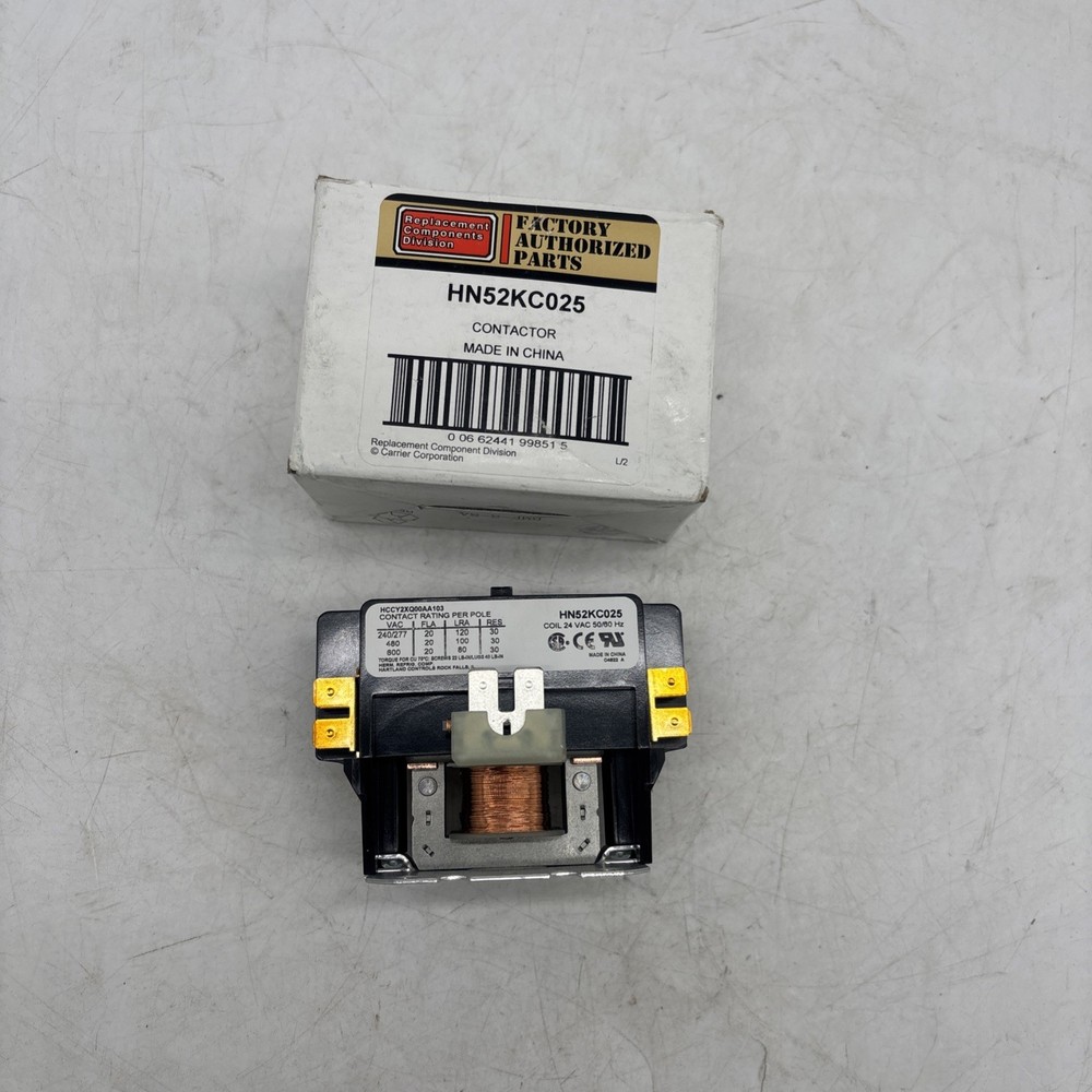 Carrier HN52KC025 Relay 3100-A20Q328 24VAC Coil 56/60Hz 2 Pole Contactor