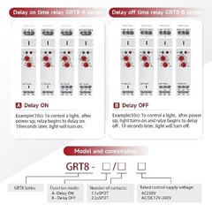 GRT8 B1 AC 230V Time Relay Delay Timer Adjustable 0.1s 10 Days DIN Rail 16A