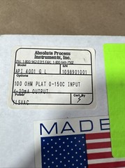 New Absolute Process Instruments Relay API 4001 G L 100ohm PLAT 0-15 OC Input