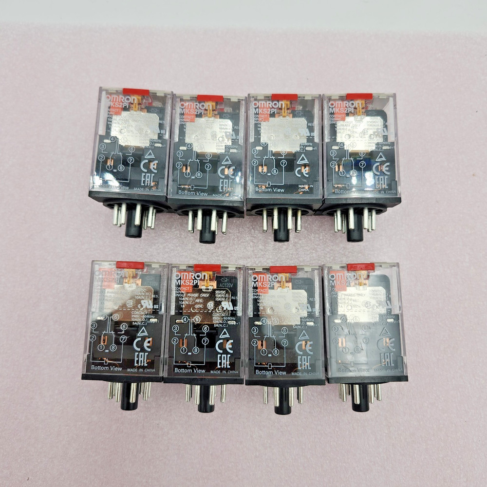 Lot of 8 Omron MKS2PI General Purpose Relays 8-Pin Octal Base AC120V Power Spare