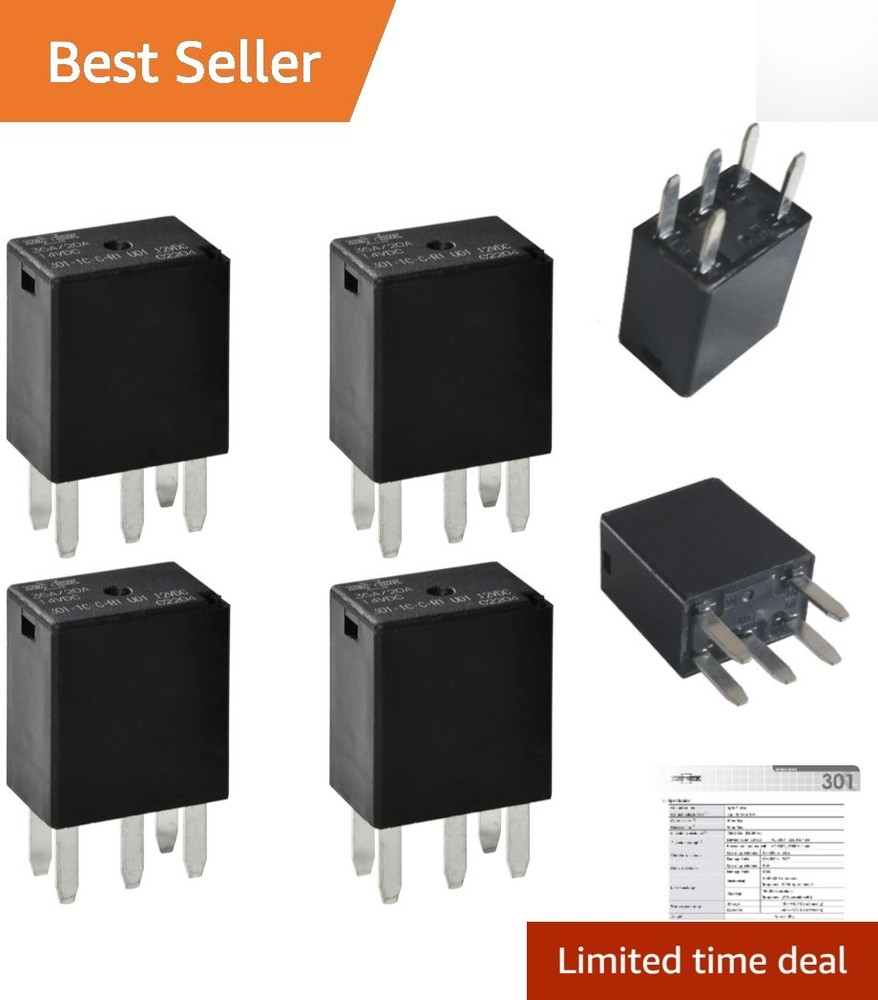 High-Temperature 12VDC SPST Automotive Relay Pack – 4 Count for Enhanced Safety