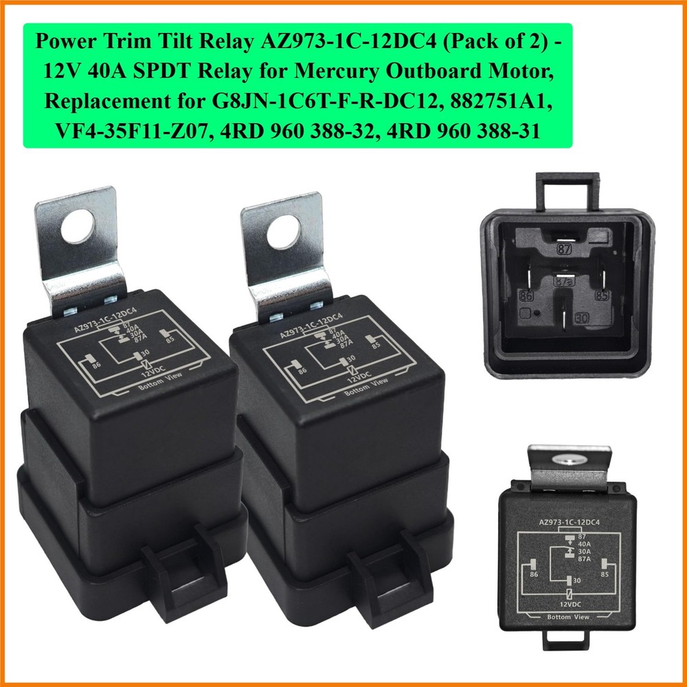 Power Trim Tilt Relay AZ973-1C-12DC4 Pack of 2 – 12V 40A SPDT Relay for Mercu…