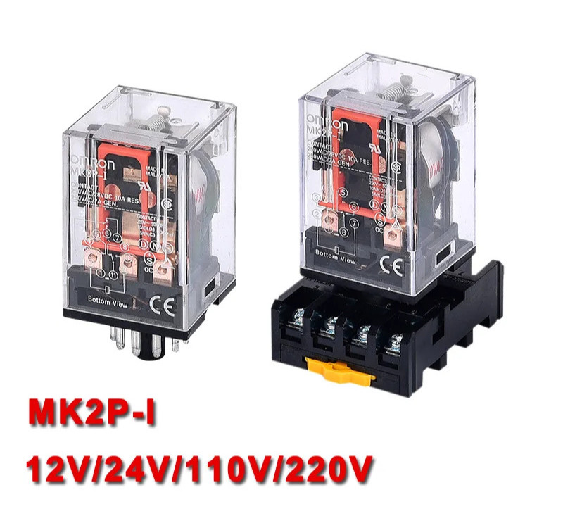 Electromagnetic Relay MK2P 8PIN PF083A Socket DC12V DC24V AC110V AC220V MK2P-I