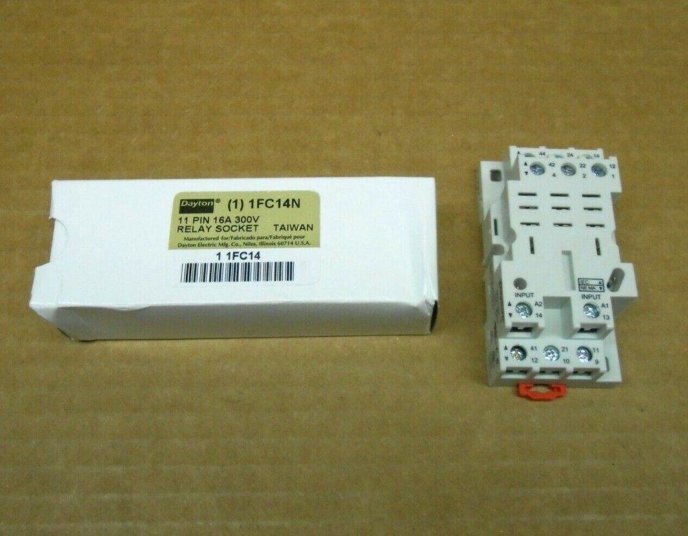 1 NIB DAYTON 1FC14N RELAY SOCKET FINGER SAFE 11 PIN 16A 300V (5 AVAILABLE)