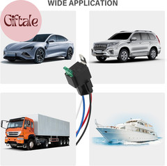 4Pin 12V Relay with 30A Fuse,Spst Normally Open Car Relay with 14 AWG Harness,Un