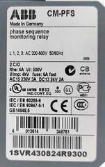 ABB CM-PFS Phase Sequence Monitoring Relay L1, 2, 3: AC 200-500V 50/60Hz