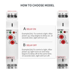 GEYA Off Delay On Delay Timer Time Delay Relay Switch AC230V 16A 1/2 Load & Rail