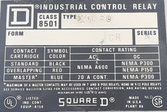 Square D 8501 X0 60 Control Relay