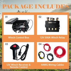 12V 500A Winch Solenoid Contactor Relay with Box and Winch Hand Control Kit