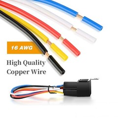 5PCS 12V Car Audio Relay Switch Harness 40 Amp Clear 14AWG Wire 5PIN SPST Relays
