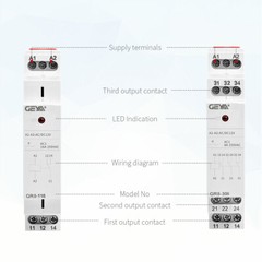 Auxiliary Relay AC/DC12V Electromagnetic Relay 8A/16A SPDT Module Relay Din Rail