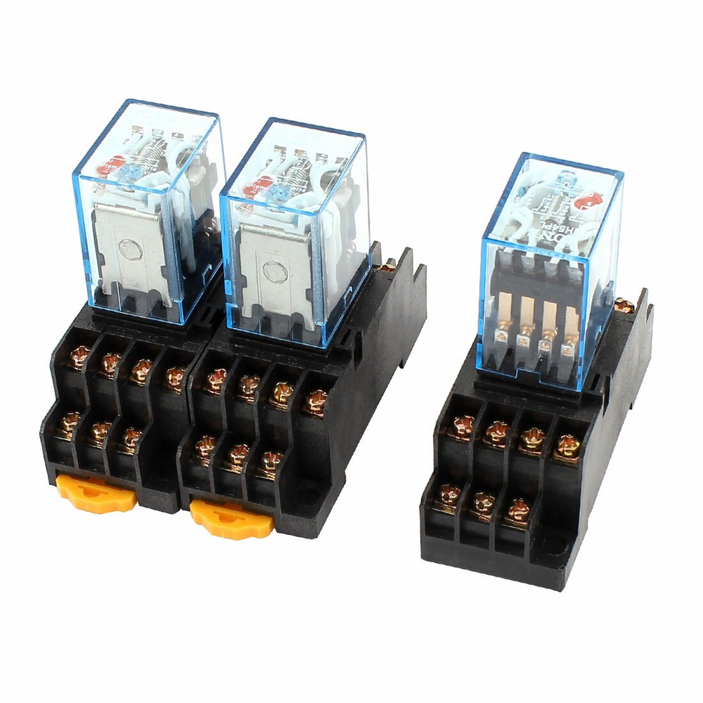 3 Pcs AC 110/120V Coil 14Pin 4PDT 35mm DIN Rail Electromagnetic Power Relay