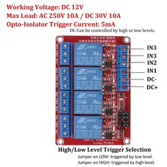 2 PCS 12V 4 Channel Relay Module with Optocoupler Isolation, Relay Board with…