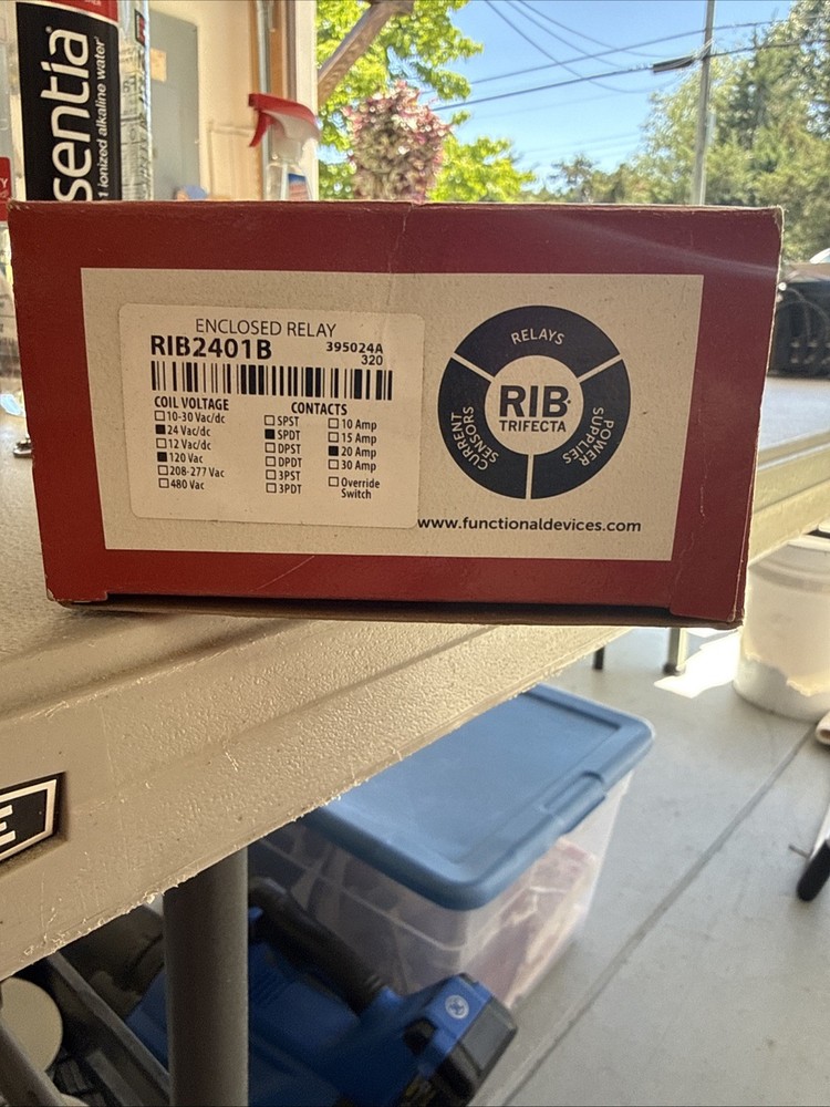 Rib Rib2401b Enclosed Pre-Wired Relay, 20A@120Vac, Spdt, Application: Power