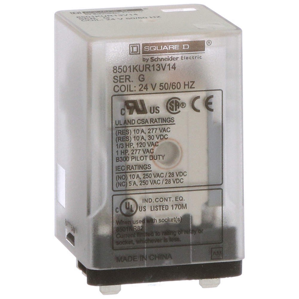 SCHNEIDER 8501KUR13V14 General Purpose Relay,24VAC, 10A, 11Pins 2DT48
