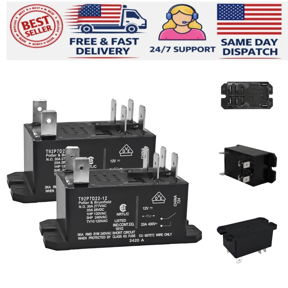 Certified 12V Power Relay Set – 2 Pack, 30A DPST-NO for Reliable Applications