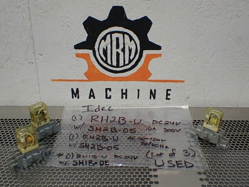 Idec (1) RH2B-U DC24V & (1) RH2B-U AC110-120V & (1) RH1B-U DC24V Relays & Bases