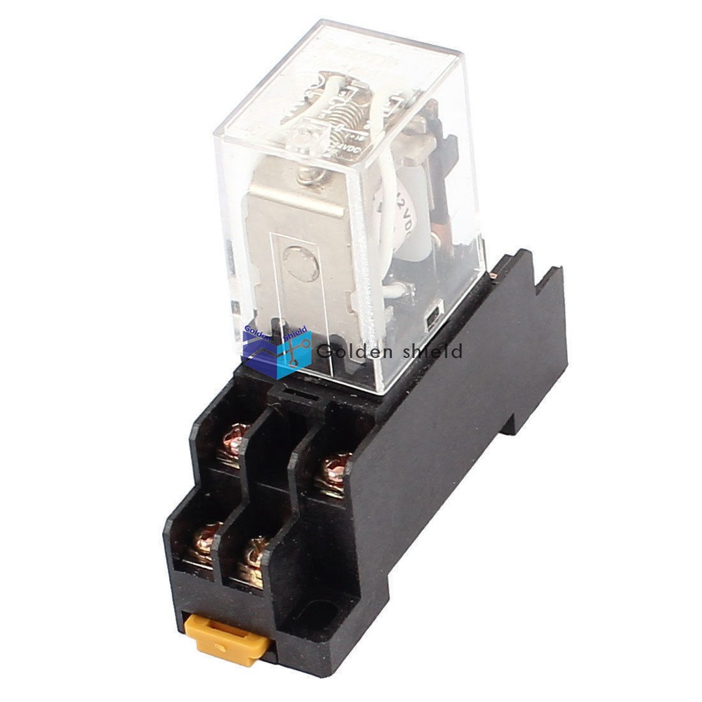 JQX-13F 8 Pin DPDT Electromagnetic Power Relay w Socket Base Coil DC 12V✦Kd