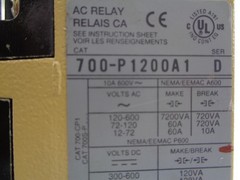 ALLEN BRADLEY 700-P1200A1 10A 120V SER. D (AS PICTURED) NSNP