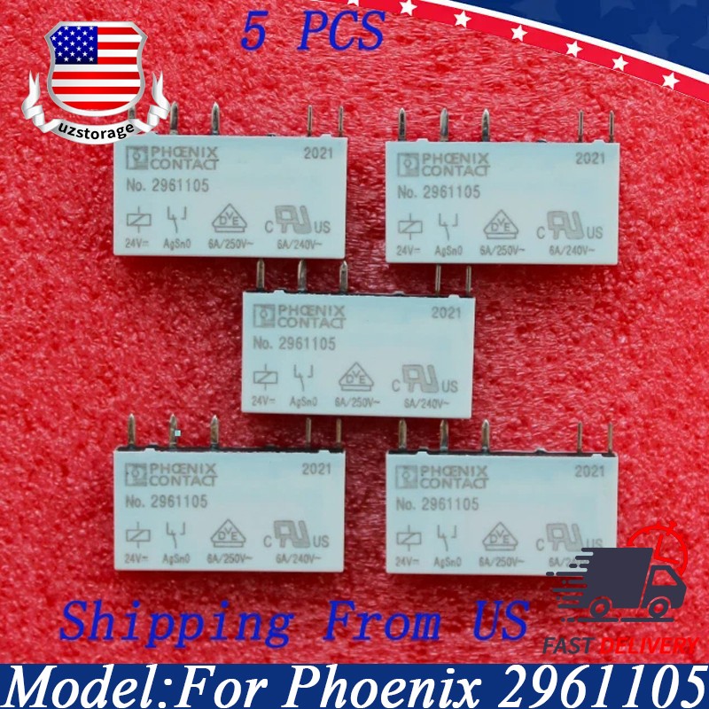 (Pack of 5) 24VDC 6A 250VAC 5-Pin For No.2961105 Phoenix Contact Power Relay