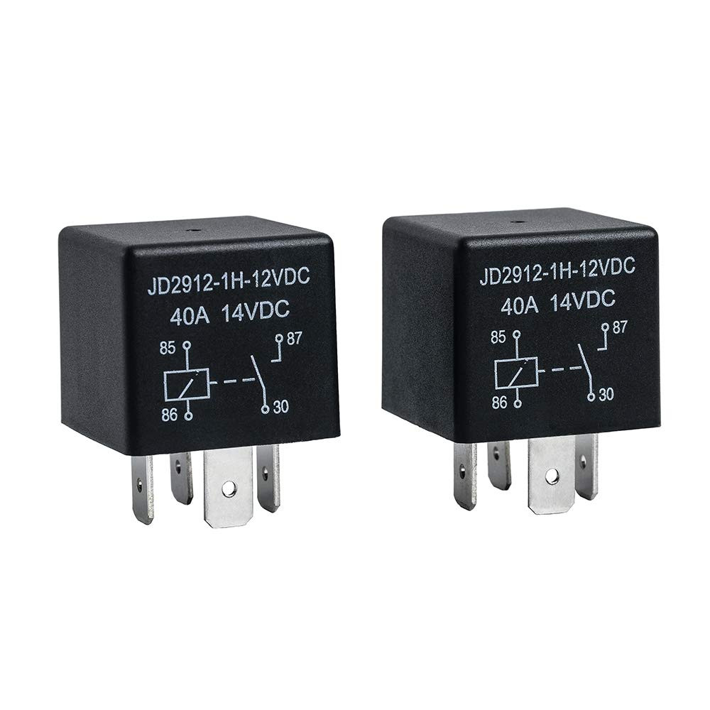 2 Pack Car Relay 4 Pin 12V 40 Amp Model No : JD2912-1H-12VDC 40A 14VDC, Car R…
