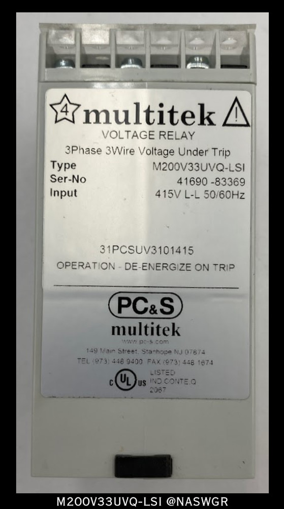 PC&S Multitek M200V33UVQ-LSI Voltage Relay – 415V – Unused