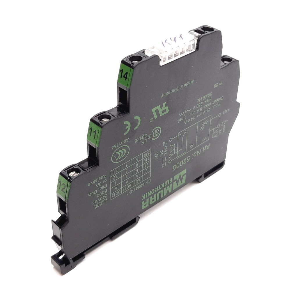 Murr Elektronik 52005 Relay, SPDT, Input: 24VDC, Output: 6A 250VAC/DC