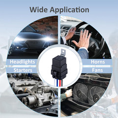 4-Pin 12V DC Waterproof Relay Switch with Harness 40/30 Amp for Car Horns Fans