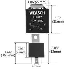 2Pk Car Relay 12V 40A 4 Pin SPST Automotive Switches & Starters for Boat Tractor