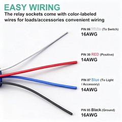Waterproof Relay Kit, 12V 40A, 4 Pin SPST, Heavy Duty 14 AWG Tinned Copper Wires