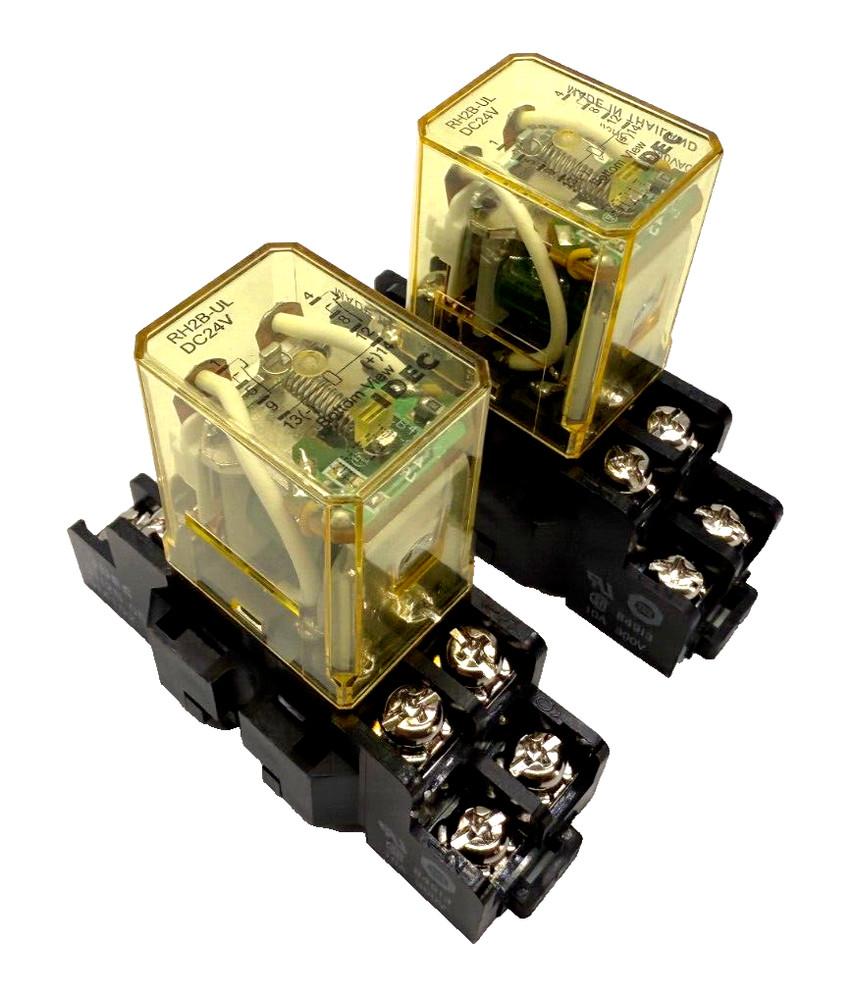 Lot of 2x IDEC RH2B-U RELAY 24VDC 8 PIN w/ SH2B-05 SOCKET BASE – NNP