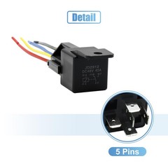 JD-2912 5 Pin DC 48V 40A Universal Motor Fuse Relay Switch Power with Harness