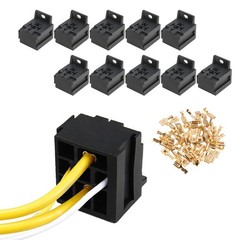 10Pcs Relay Base Holder, 12V/24V 30A80A 5 Pin Socket, Relay Socket Holder Con…