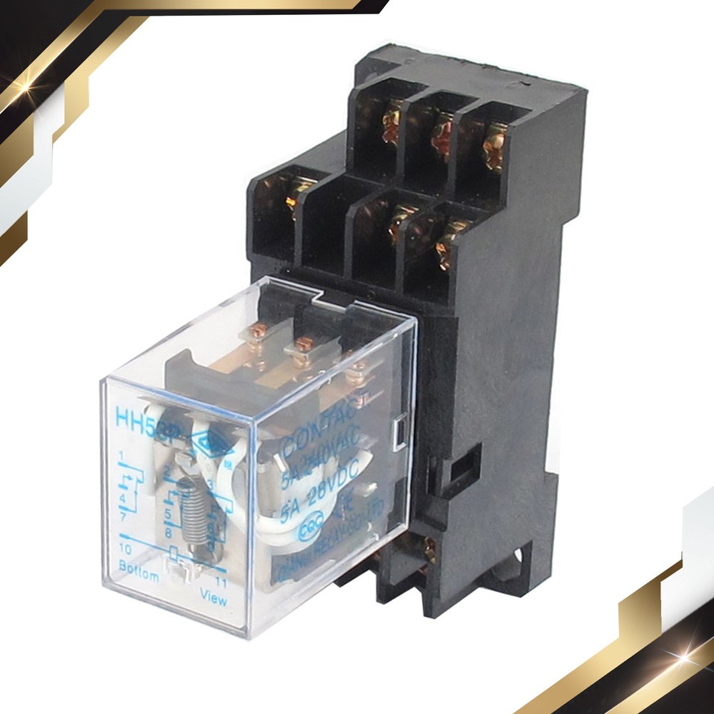 DC 12V Coil General Purpose Relay 11 Pins 3PDT HH53P Socket Base