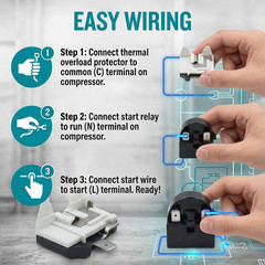 QP2-4R7 4.7 Ohm 3-Pin PTC Starter/Start Relay and Overload Kit Compatible wit…