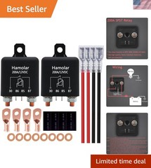2-Pack 12V 200 Amp Continuous Duty SPST Relay Switch for Automotive & Marine