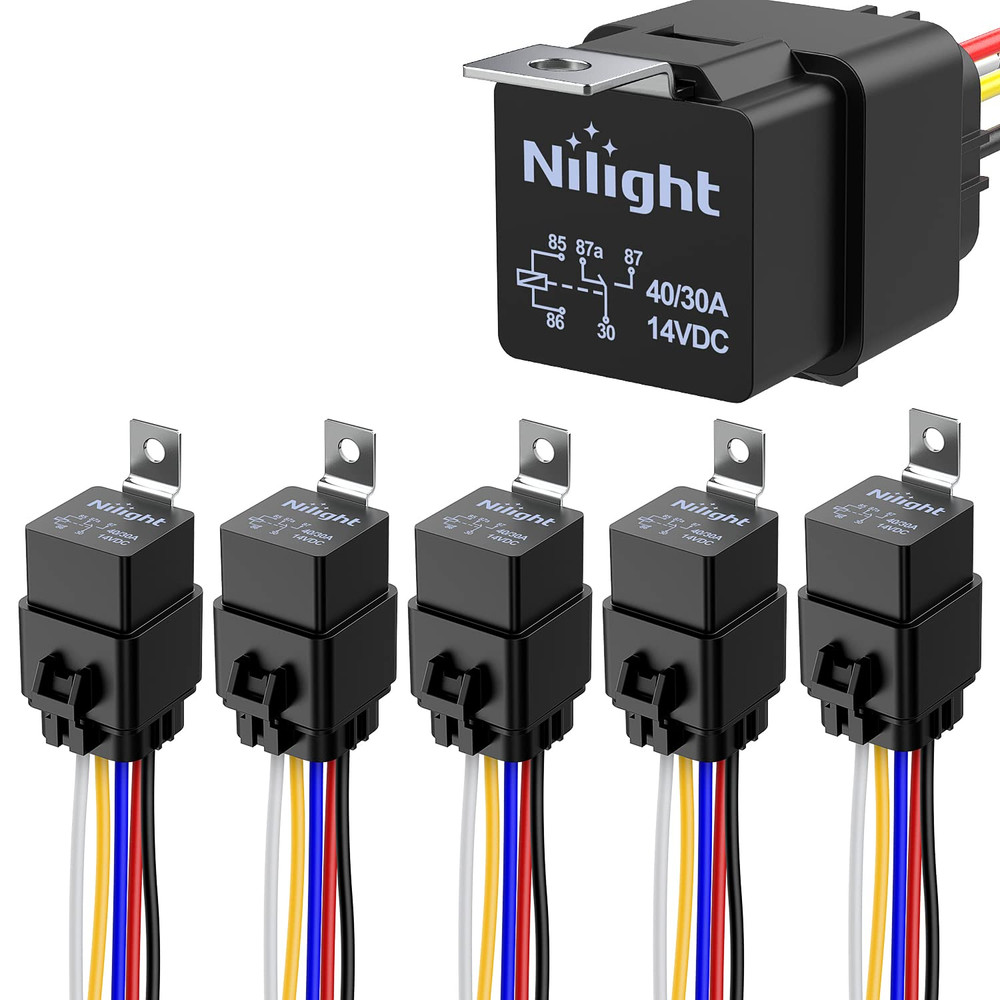 5 Pack Waterproof Relay and Harness 40/30 AMP Heavy Duty 12 AWG Tinned Copper Wi