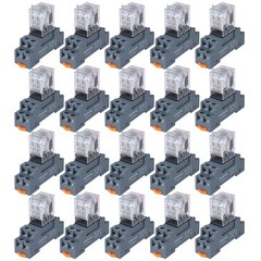 20PCS Electromagnetic Power Relay, 8-Pin 10A 24 DC Relay Coil with Socket Bas…