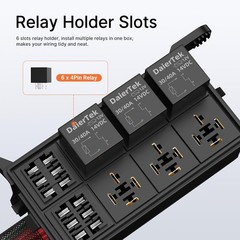 12V Relay Box 6 Way12 AWG Pre-Wired Waterproof Relay Box 6 Slot ATC/ATO Fuse Rel