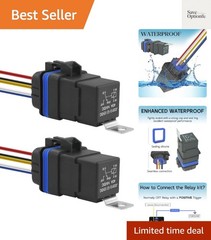 2 Pack Waterproof Relay and Harness Kits 40/30 AMP 12V Relay Switch | 5 Pin S…