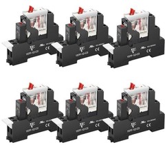 6Pcs 12A Electromagnetic Relay with Test Switch, 110V-120VAC, SPDT, LED Light, 5