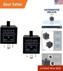 LED Flasher Relay Set of 2 Compatible With Motorcycle Automotive 3-Pin