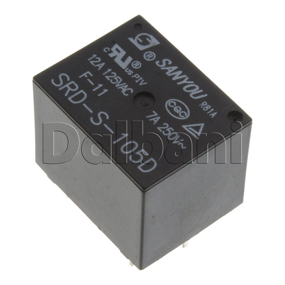 SRD-S-105D New Sanyou Sealed type 1 pole 5V DC Relay 12A 125VAC / 7A 250VAC