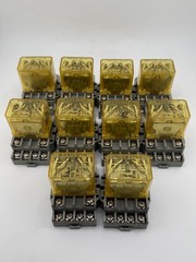 10 PCS, RH4B-UL Relay 10/7.5A 120/240V Coil 24VDC Base SH4B-05 DIN Rail Mount