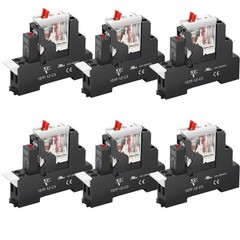 6Pcs 12A Electromagnetic Relay with Test Switch, 110V-120VAC, SPDT, LED Light, 5